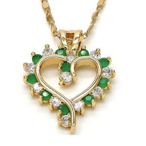 Open heart emerald green necklace